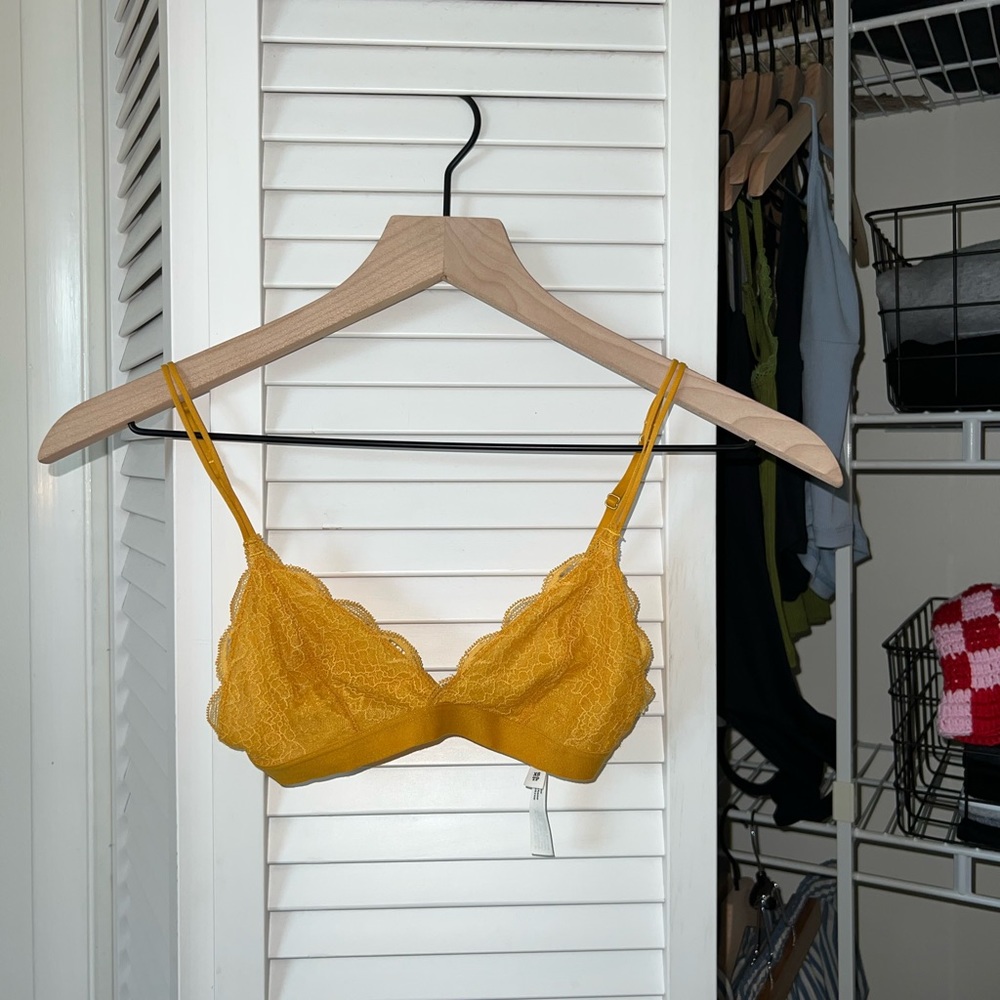 Madewell Yellow Lace Liana Triangle Bralette (Xs)